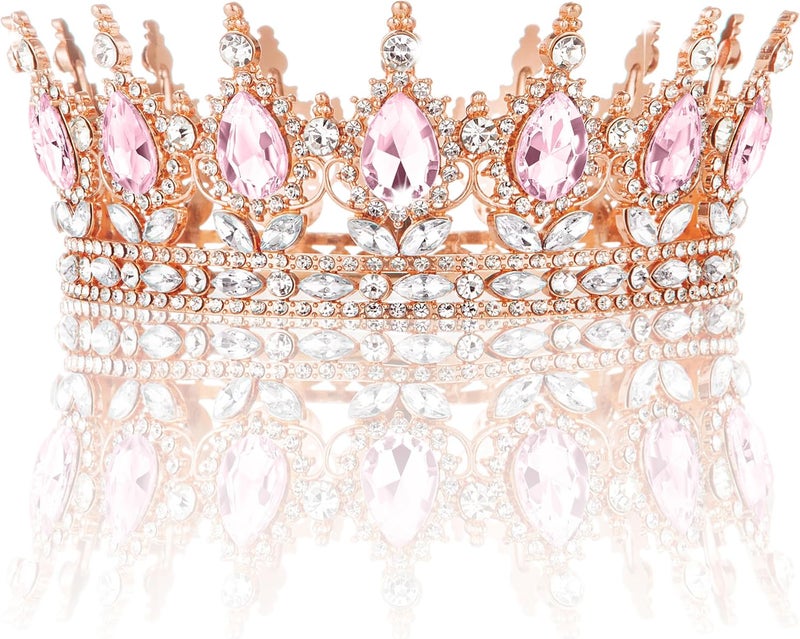 Nackiy Gold Crown for Women, Crystal Queen Tiaras Headband Wedding Bridal Hair Accessories, Birthday Party Prom Cake Topper - Image 1